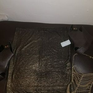 Black and Gold Metallic Mini Skirt